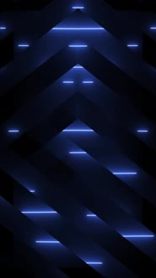 Abstract Blue Neon Lines Vertical Chevron Pattern Loop Background