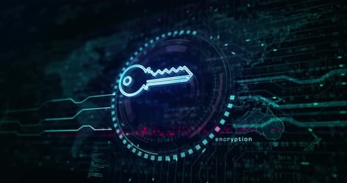 Cybersicherheit mit digitalem Konzept der Schlüsselsymbolschleife