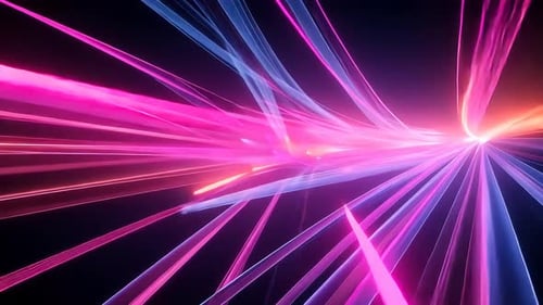 High Speed Neon Light Trails Tunnel in Futuristic Style