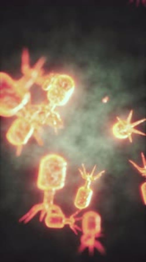 Virus Cells or Bacterias Under Microscope