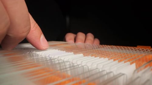Scientist Choosing Microscope Slide From a Collection in Laboratory