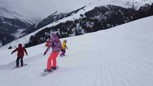 Girl snowboarder