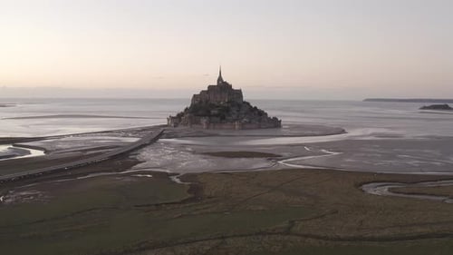 Aerial view of Mont-Saint-Michel, Normandy, France.