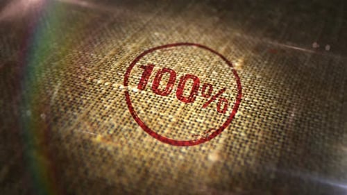 100 Percent Grunge Stamp on Fabric Background