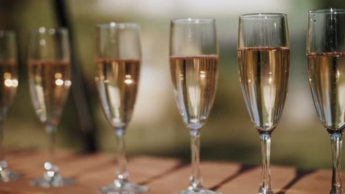 Elegant Champagne Flutes Ready for Wedding Celebration