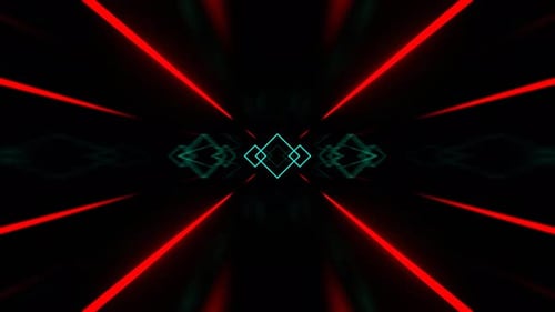 Türkisfarbener und roter Strobe-Neon-Rhythmus-Tunnel-Hintergrund VJ Loop In 4K