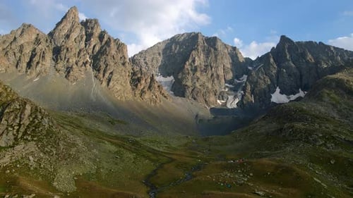 Magnificent mountain view from drone camera