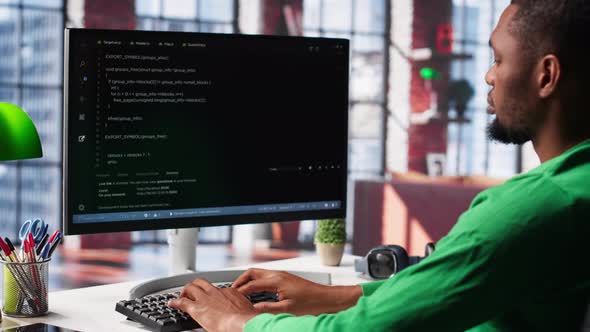 Man Typing Code at Computer Workstation, Technology Stock Footage ft ...