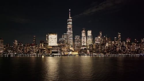 Night Skyline of New York Skyline At Manhattan In New York United States.