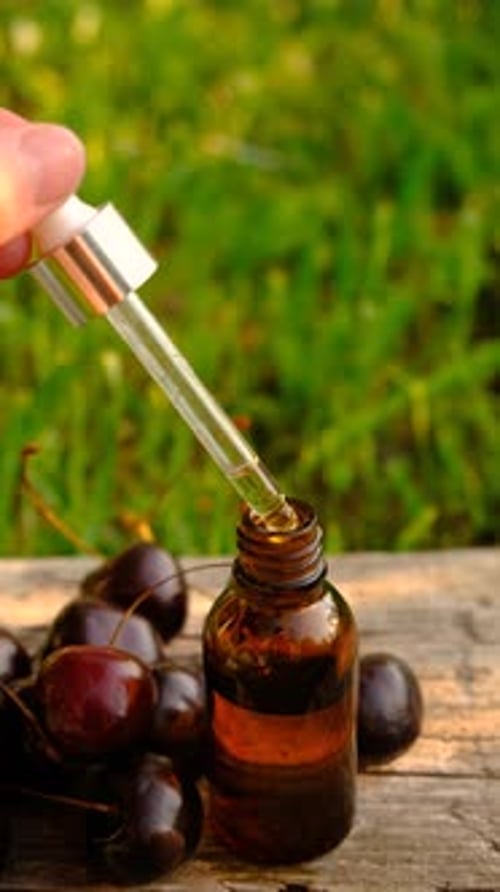 Cherry Extract in Supplements Selective Focus