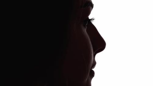 Silhouette Face Profile Against White Background