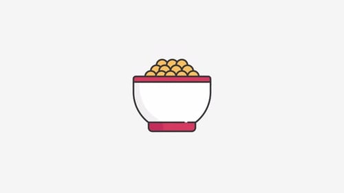 Animated Flat Design Bowl with Corn Icon Loop