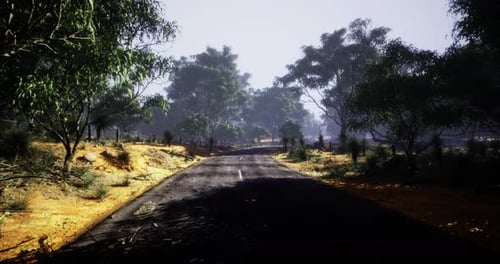 Bela estrada sinuosa através de uma paisagem campestre serena durante o dia