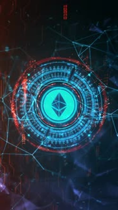 ETHEREUM Crypto Currency Looped Background Vertical Mobile Format