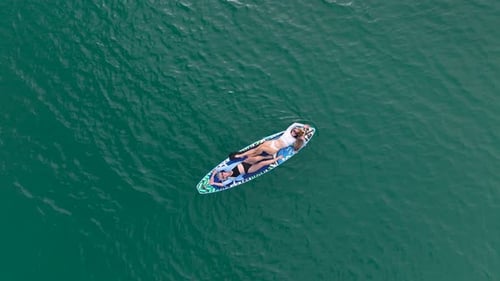 Aerial View Scenic Paddleboarding in the Green Canyon People Swimming and Relaxing