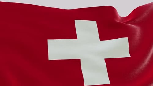Switzerland National Flag Waving Realistic Animation