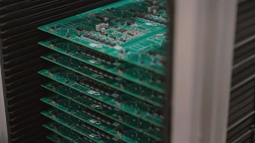 Gros plan détaillé des circuits imprimés lors de l'assemblage de la technologie au Ralenti