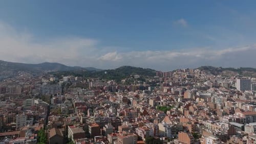 Aerial Panoramic View of Residential Multistorey Buildings in Urban Neighbourhood Wooded Hills in
