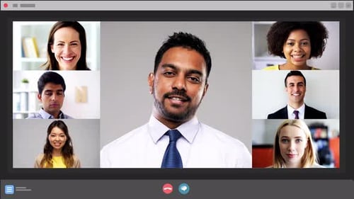 Diverse group in a virtual online video conference