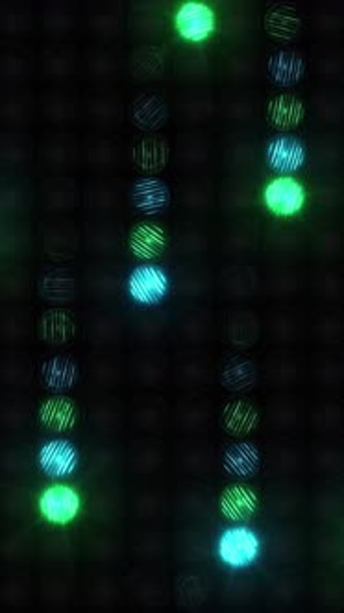 Pluie de météorites sur un mur de lumière bleu-vert