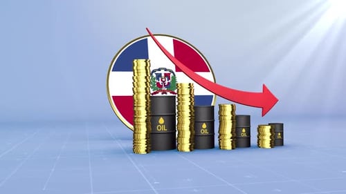 Dominican Republic Oil Revenue Decline With Red Arrow