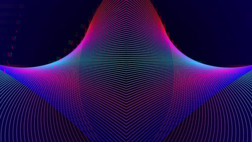 abstract rainbow color geometric wave lines arrow lines flowers on isolated black background