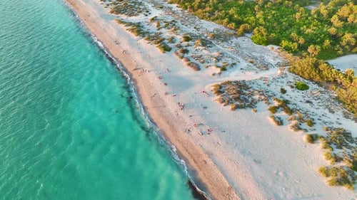 Florida Blind Pass Beach with Soft White Sand on Manasota Key USA People Enjoying Vacation Time