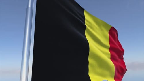 Realistic Belgium Flag Waving Loop