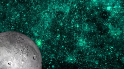 Realistic Haumea fictional planet with rotating on star view of galaxy