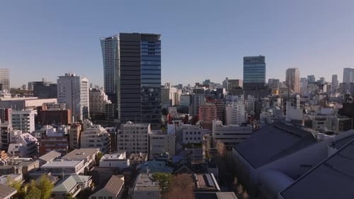 Aerial View of Dense Town Development in City Modern Multistorey Apartment Building in Urban Borough