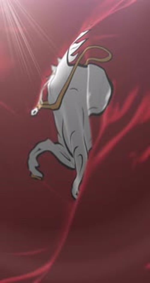 Animated Vertical Waving Flag with White Horse Emblem