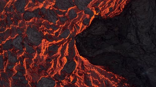 Vue aérienne de la coulée de lave à Grindavik, en Islande.