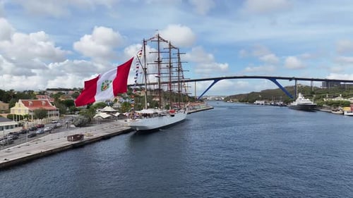 Famous Ship At Punda Curacao. Caribbean Island.