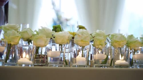 Elegant Wedding Decoration with Flowers and Candles