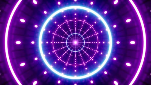 Neon Circle Dot Lamps Tunnel