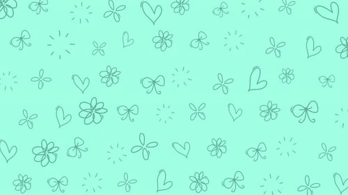 Seamless Pattern Doodle Hearts Cute Bows Hand Drawn Whimsical