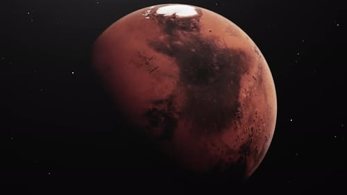 Rotating Red Planet Mars in Deep Space Animation