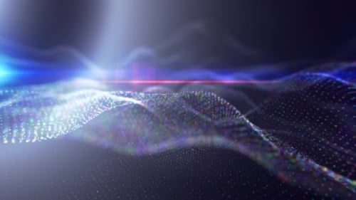 Abstract Digital Particle Wave with Light Flare Background