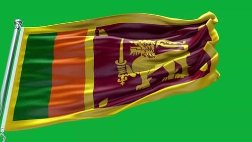 Realistic Sri Lanka National Flag Waving Animation on Green Screen
