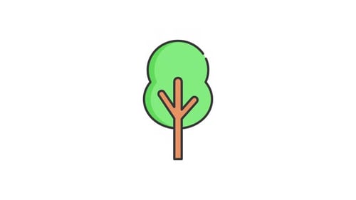 Animated Flat Design Tree Icon