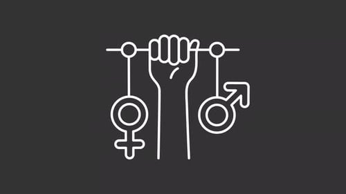 Animated Line Art of Gender Equality Balance Scale Icon