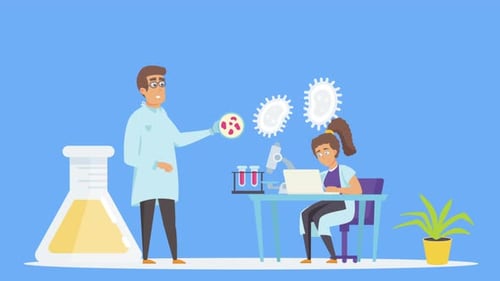 Flat Design Scientists in Laboratory Research Animation