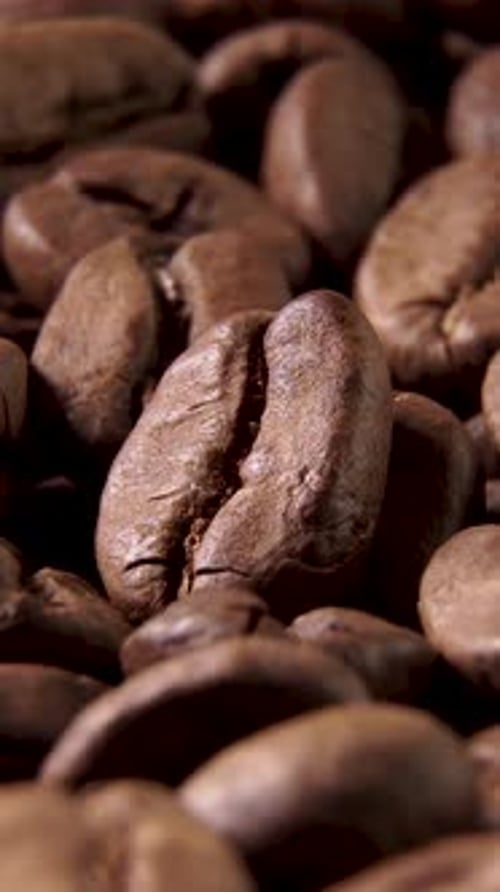 Extreme Close Up of Coffee Beans with Dolly Zoom
