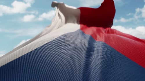 Realistic Waving Czech Republic Flag Animation with Blue Sky