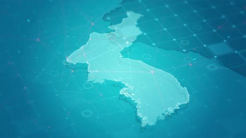 Futuristic Digital Map of Ireland with Global Network Connections