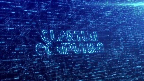 Quantencomputing-Konzept über blaues futuristisches Technologienetzwerk mit digitalem Cyberspace-Hintergrund