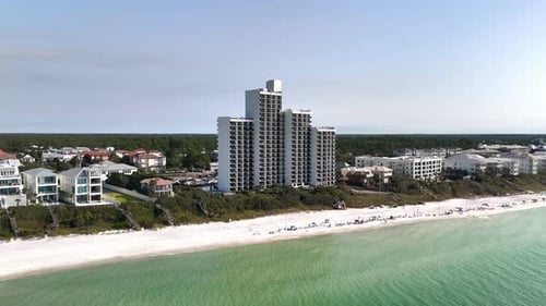 The Lodge 30A, Beachfront Condominium, Northwest Florida’s Gulf Coast. Aerial Drone Shot