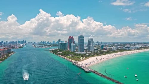 Miami Beach South Beach Miami Beach Skyline Miami Cityscape Aerial View Top View of Miami Coastline