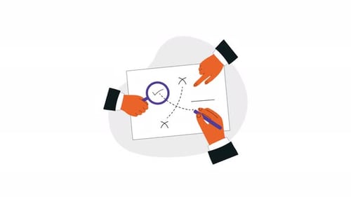 Animated Hands Collaborating on Business Strategy Planning