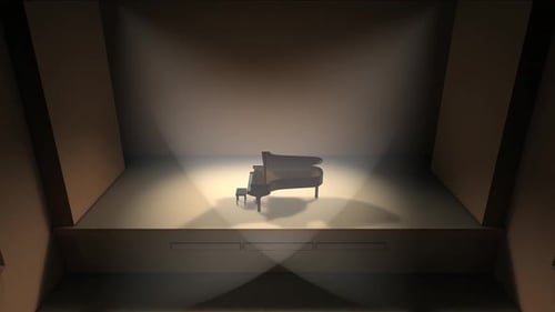 Cinematic Concert Hall Stage Reveal with Grand Piano